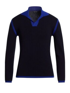 Giorgio Armani Navy Sweater with Royal Blue Trim